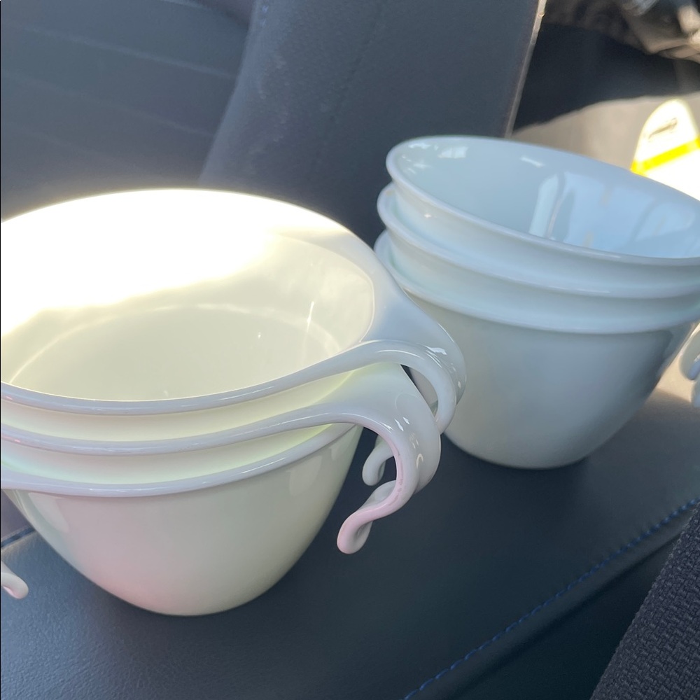 Corelle Vintage Hook Handle Elegant White Ceramic Mug Cups